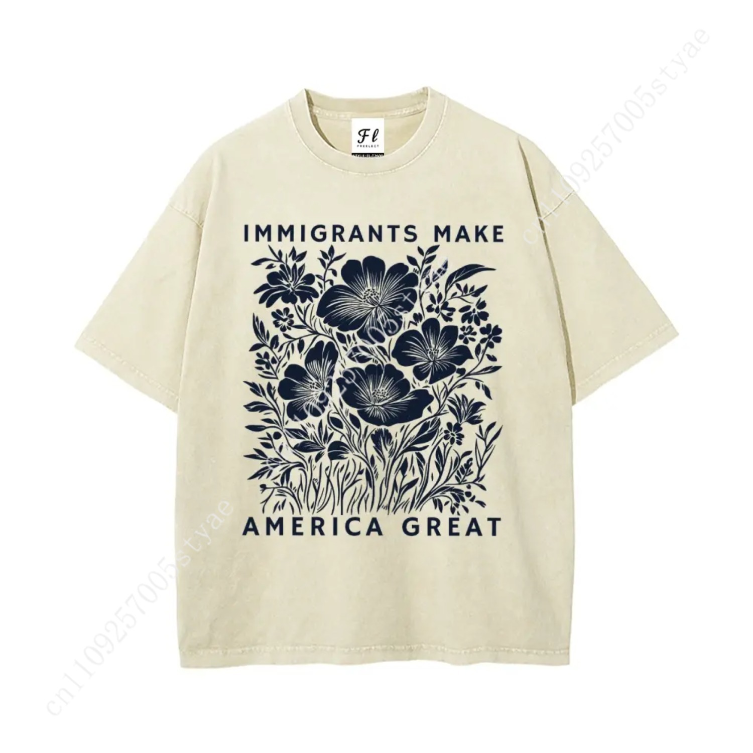 Quilt Cotton Summer - T-Shirt Oversize Unisex 'Immigrants Make America