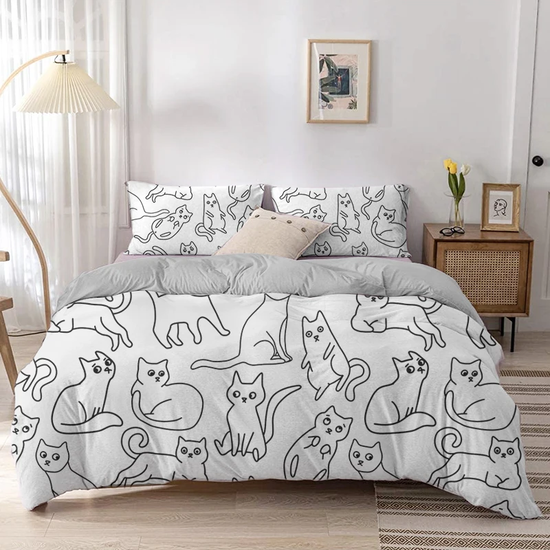 Set copripiumino Cartoon Cat S - Linen Duvet Cover recensione e prezzo