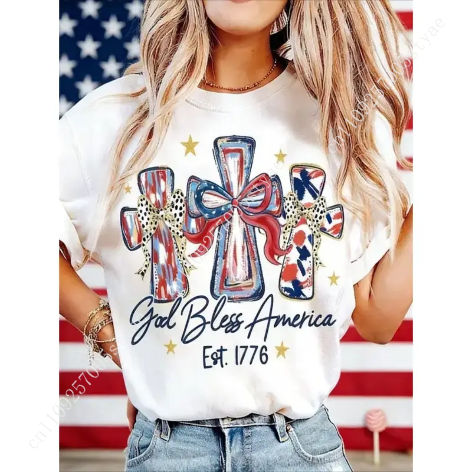 T-shirt da donna God Bless Ame - Quilt Cotton Summer recensione e prezzo