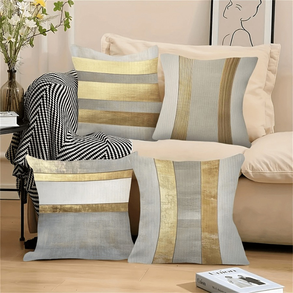 Federe a righe oro e neutre gl - Luxury Home Textiles Usa recensione e prezzo