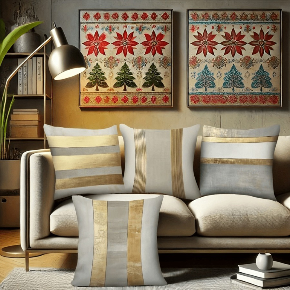 Federe a righe oro e neutre gl - Luxury Home Textiles Usa recensione e prezzo