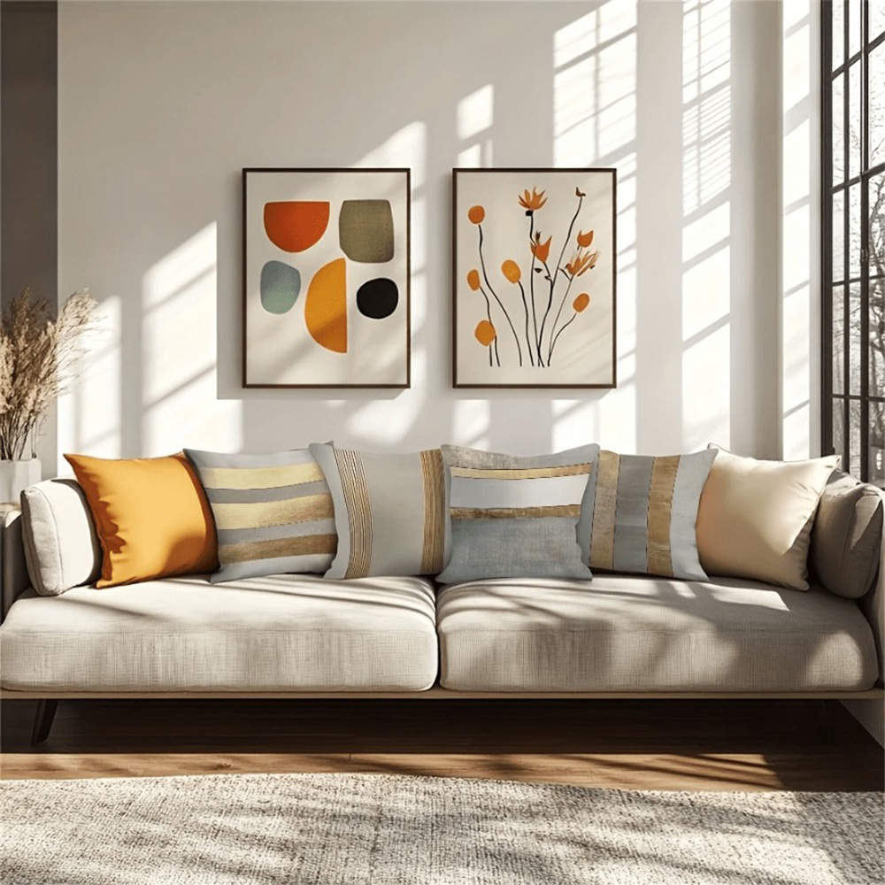 Federe a righe oro e neutre gl - Luxury Home Textiles Usa recensione e prezzo